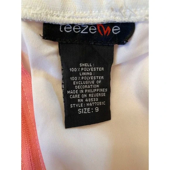 Teeze Me Strapless Party Dress Ruffle‎ Tulle Pink Ribbon White Size 9 - Picture 3 of 7